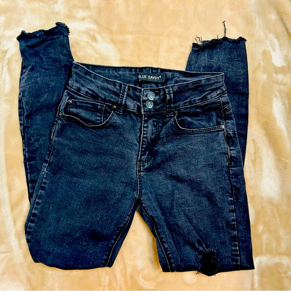 Blue Savvy Black distressed skinny jeans